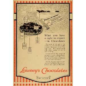 1917 Ad Lowneys Chocolates Medal of Honor Box WWI   Original Print Ad