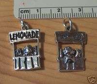 Sterling Silver says Lemonade Stand w/ Child Food Charm  