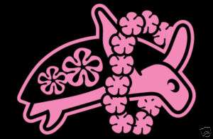 Hawaiian bumper sticker decal / Turtle w/hibiscus lei  
