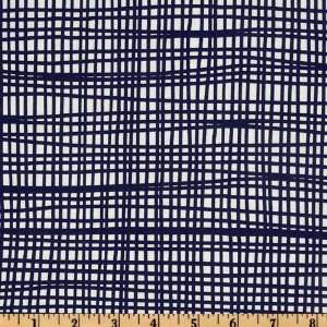  44 Wide Echo Plaid Navy/White Fabric By The Yard Arts 