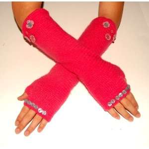    Fingerless Gloves handmade Knitted Wool long size 