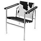 Le Corbusier Style LC1 Chaise in Genuine Black and White Pony Hide