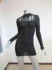 Kate Moss Topshop Black Long Sleeve Mock Neck Fitted Mini Sweater 