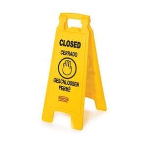   FG611278YEL Floor Sign with Multi Lingual Closed Imprint, 2 sided