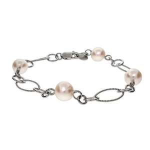   Style Freshwater Pearl Oval Cable Link Bracelet   Clearance Final Sale