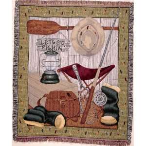 Lets Go Fishing Tapestry Throw Blanket WT TPM824