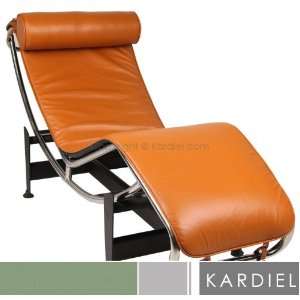  Le Corbusier Style LC4 Chaise Lounge, Caramel Aniline 