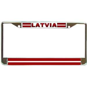  Latvia Latvija Latvian Flag Chrome Metal License Plate 