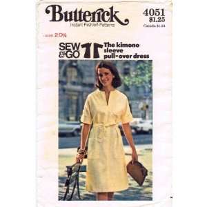  Butterick 4051 Sewing Pattern Full Figure Dress Kimono 