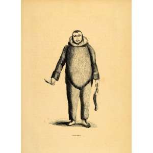 1844 Engraving Costume Eskimo Esquimaux Man Sealskin 