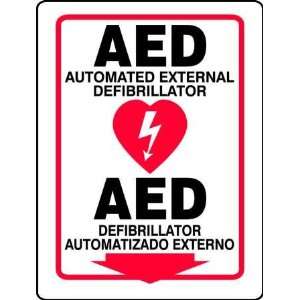 ZING 2627 Safety Sign,AED Bilingual L  Industrial 