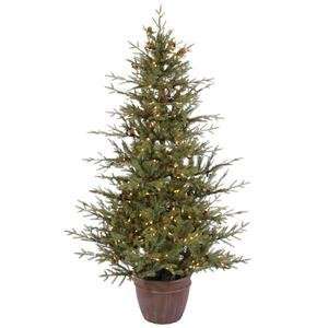  Pine Potted 300 Clear Lights with Cones and Berries Christmas Tree