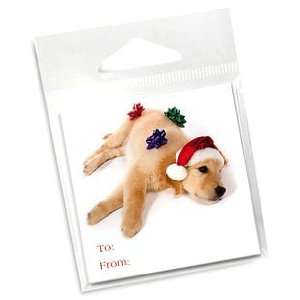 Funny Yellow Labrador with Bows and Santa Hat Christmas Holiday Gift 