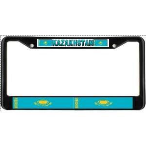  Kazakhstan Flag Black License Plate Frame Metal Holder 