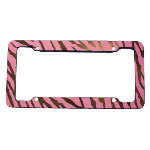  Zebra Safari Animal Car License Plate Frame Plastic   Pink 