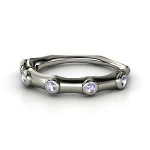  Bamboo Ring, 14K White Gold Ring with Tanzanite Jewelry