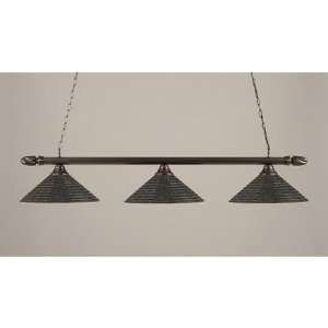 Billiard 3 Light Round Bar Pendant with Swirl Ends and Charcoal Spiral 