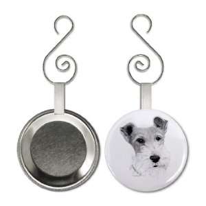 Wire Fox Terrier DOG Pencil Sketch Art 2.25 inch Button Style Hanging 