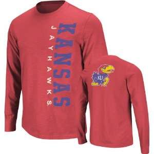  Kansas Jayhawks Red Hurricane Slub Knit Long Sleeve T 