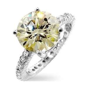    Sterling Silver Classic Canary CZ Solitaire Ring   8 Jewelry