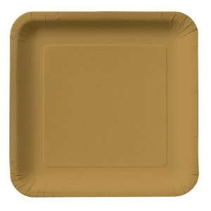  Gold Square Paper Luncheon Plates 
