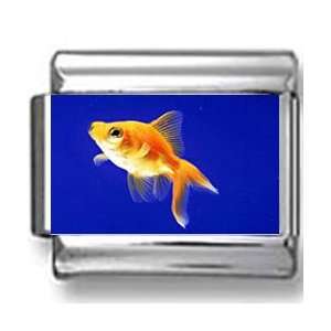  Goldfish on Blue Background Photo Italian Charm Jewelry