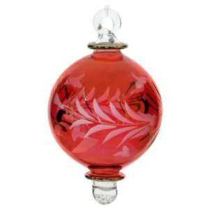  Hand made Glass Ornament   Red   X860   package of 6 ornaments 