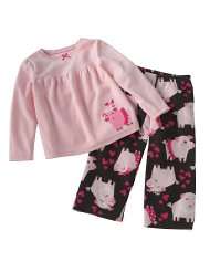 Carters Toddler Girls 2 Pc Pink Fleece Pig Pajama Set
