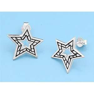  Star Shaped Sterling Silver Earrings   17 mm Jewelry