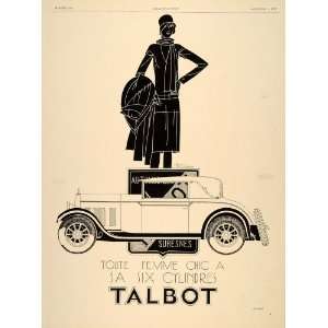  1929 Ad French Car Company Talbot Art Deco Femme Chic 
