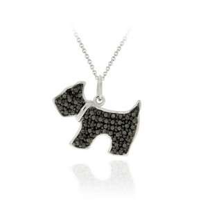 Sterling Silver Black Diamond Accent Dog Pendant Jewelry