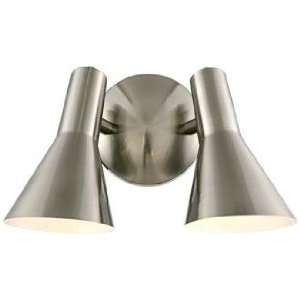   Nickel Contemporary 12 Wide 2 Light Wall Sconce