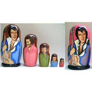  Elvis Russian Nesting Doll Hand Made 5 Pcs / 6   7 in 