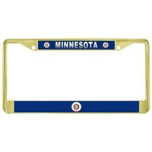  Minnesota State Flag Gold Tone Metal License Plate Frame 
