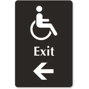 Exit (with Accessible Pictogram & Left arrow) TactileTouch Sign, 9 x 