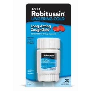 Robitussin Lingering Cold Long Acting Coughgels, 20 count (Pack of 2)