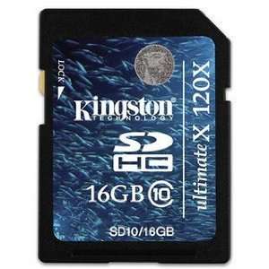  Kingston Digital 16 GB Class 10 Flash Memory Card SD10G2 