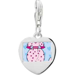  925 Sterling Silver Dress And Shoe Photo Heart Frame Charm 