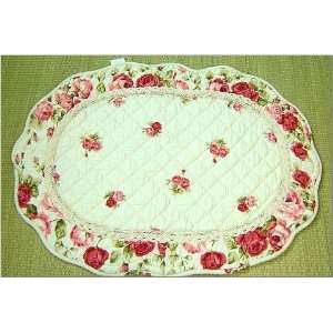   and vintage Merry Rose Oval Quilted Bath Rug B ECRU