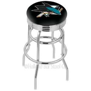   Double Ring Swivel Bar Stool with Ribbed Accent Ring 