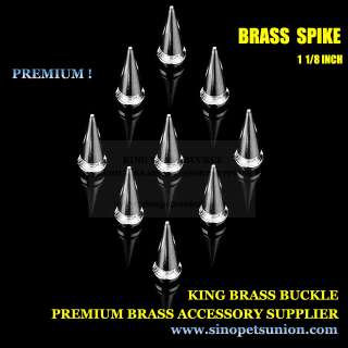 50 Brass Punk Spikes Screwback Spike Studs 1 1/8 Biker  