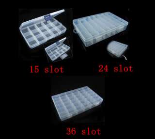 24 Slot Plastic Jewelry Adjustable Tool Box Case Craft Organizer 