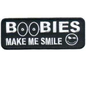 Boobies Make Me Smile Fun Embroidered Biker Vest Patch  