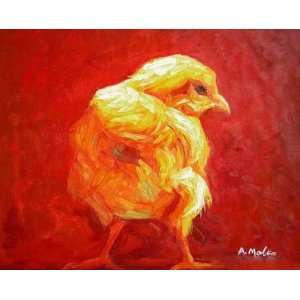  Chick the Baby Chicken Oil Painting on Canvas Hand Made 