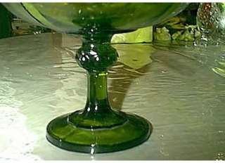 VINTAGE OLIVE GREEN INDIANA GLASS TEARDROP COMPOTES  