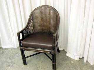 Antique Walnut Bent Wood Wicker Back Barrel Style Chair  