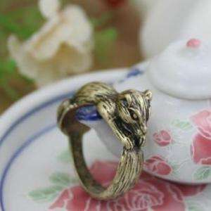 NEW Vintage Squirrel Metal Ring Fashion Mouse Gift FREE  