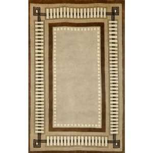  Wool Hand Knotted Area Rug Modern Border 9 x 12 Brown 