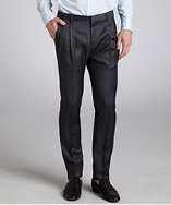 Gucci dark blue wool blend pleated front pants style# 318661901