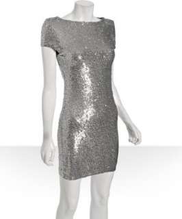Alice & Olivia silver sequin Cara cap sleeve dress   up to 